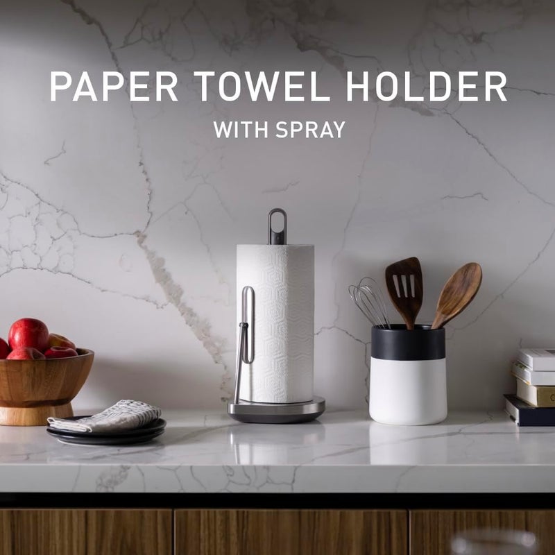 Simple Human Standing Paper Towel Holder with Spray Pump, Brushed Stainless Steel - Image 2